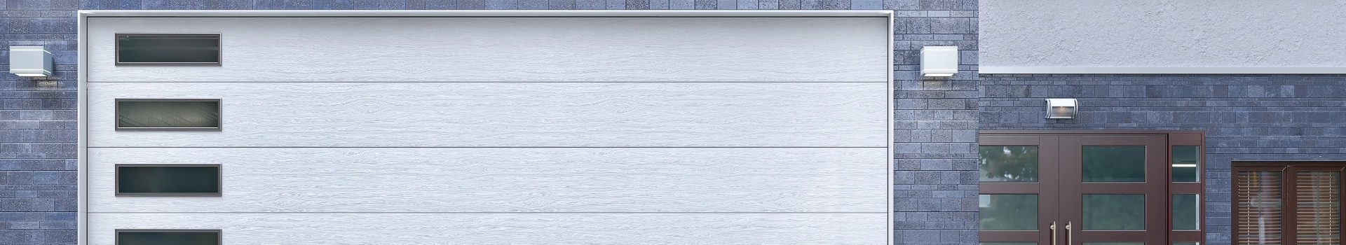 biała brama z prostokątnymi okienkami